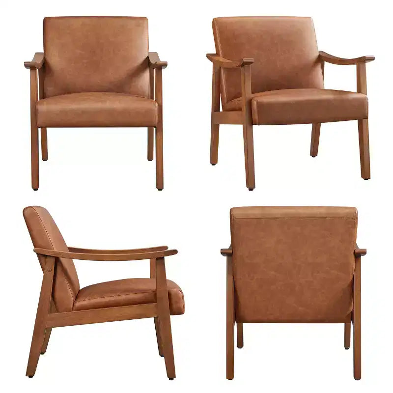 Fauteuil d'appoint moderne Yaheetech en similicuir avec pieds en bois massif