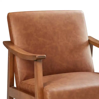 Fauteuil d'appoint moderne Yaheetech en similicuir avec pieds en bois massif
