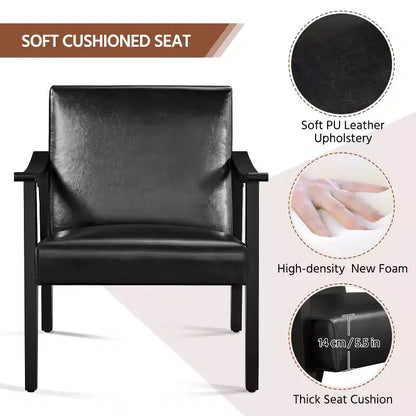 Fauteuil d'appoint moderne Yaheetech en similicuir avec pieds en bois massif