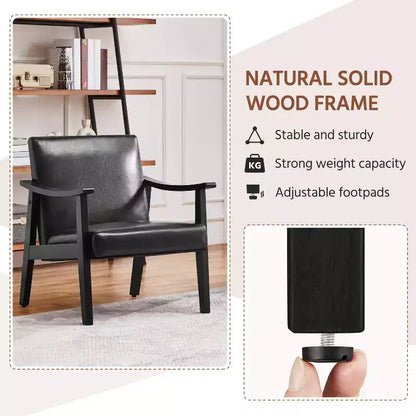 Fauteuil d'appoint moderne Yaheetech en similicuir avec pieds en bois massif