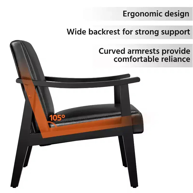Fauteuil d'appoint moderne Yaheetech en similicuir avec pieds en bois massif
