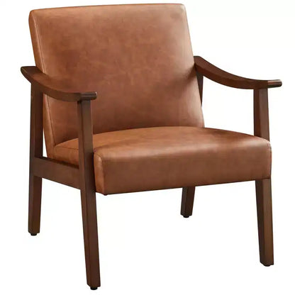 Fauteuil d'appoint moderne Yaheetech en similicuir avec pieds en bois massif