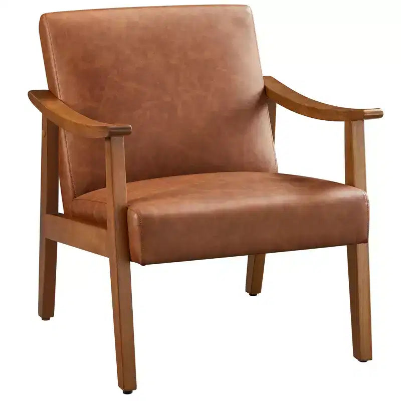 Fauteuil d'appoint moderne Yaheetech en similicuir avec pieds en bois massif