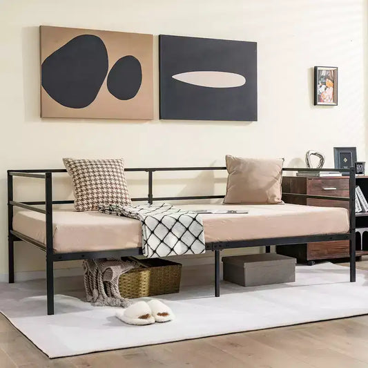 Costway Twin Daybed Sofa Bed Frame Metal Platform with Headboard for Guest - Living Room
