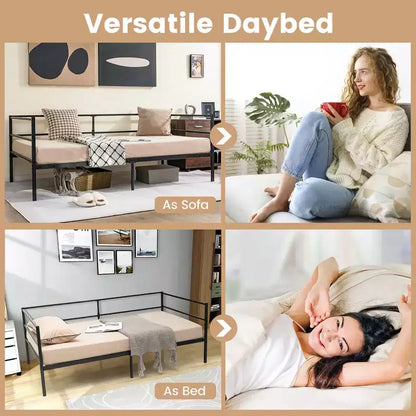 Cadre de canapé-lit double en métal Costway avec tête de lit pour chambre d'amis - Salon