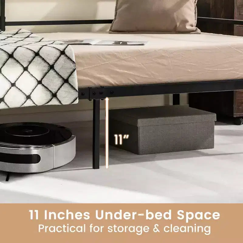 Cadre de canapé-lit double en métal Costway avec tête de lit pour chambre d'amis - Salon