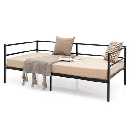 Cadre de canapé-lit double en métal Costway avec tête de lit pour chambre d'amis - Salon