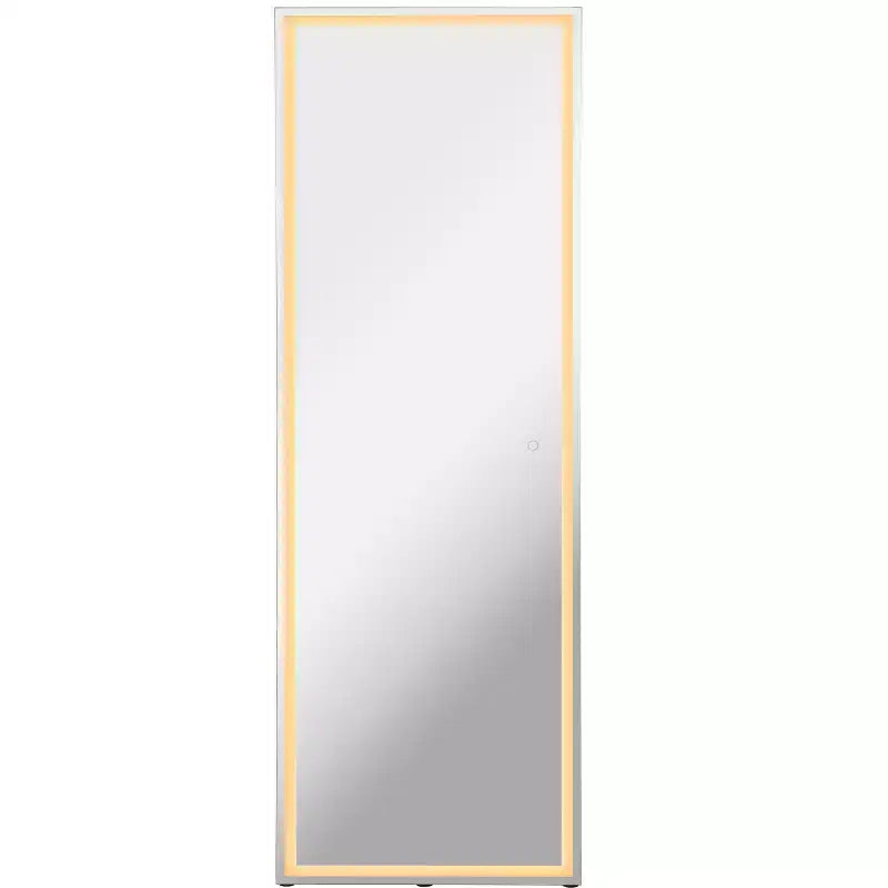 Soraya 65 x 22 Miroir pleine longueur sans cadre en aluminium antibuée, avec prise/câblage, éclairage frontal LED tricolore, sur pied/à suspendre avec commande tactile - JONATHAN Y