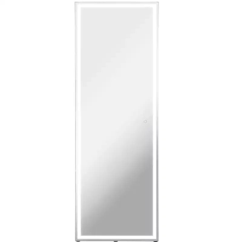Soraya 65 x 22 Miroir pleine longueur sans cadre en aluminium antibuée, avec prise/câblage, éclairage frontal LED tricolore, sur pied/à suspendre avec commande tactile - JONATHAN Y