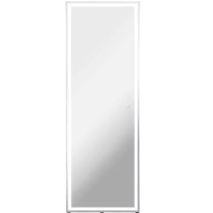 Soraya 65 x 22 Miroir pleine longueur sans cadre en aluminium antibuée, avec prise/câblage, éclairage frontal LED tricolore, sur pied/à suspendre avec commande tactile - JONATHAN Y