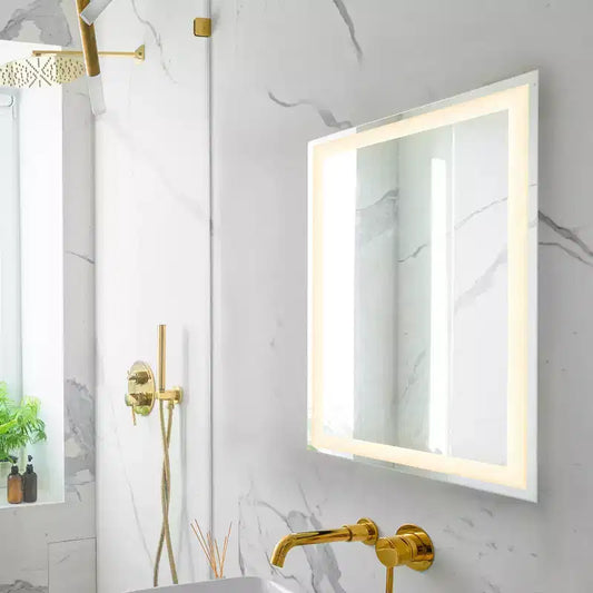 Remy Rectangular Frameless Anti-Fog Aluminum Front-lit Tri-color LED Bathroom Vanity Mirror with Smart Touch Control - JONATHAN Y