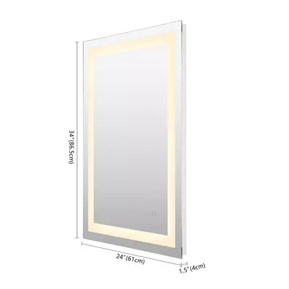 Miroir de courtoisie rectangulaire sans cadre anti-buée en aluminium à éclairage frontal LED tricolore Remy avec commande tactile intelligente - JONATHAN Y