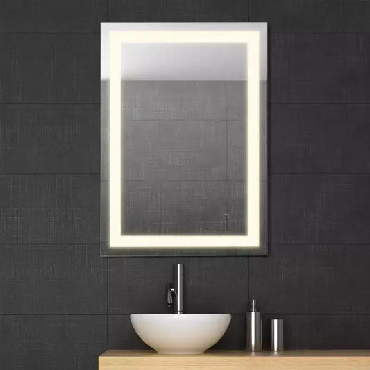 Miroir de courtoisie rectangulaire sans cadre anti-buée en aluminium à éclairage frontal LED tricolore Remy avec commande tactile intelligente - JONATHAN Y