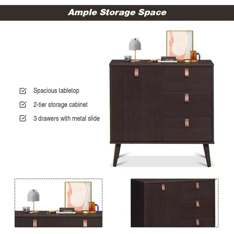 Costway Buffet Console d'entrée avec meuble de présentation marron pour la maison