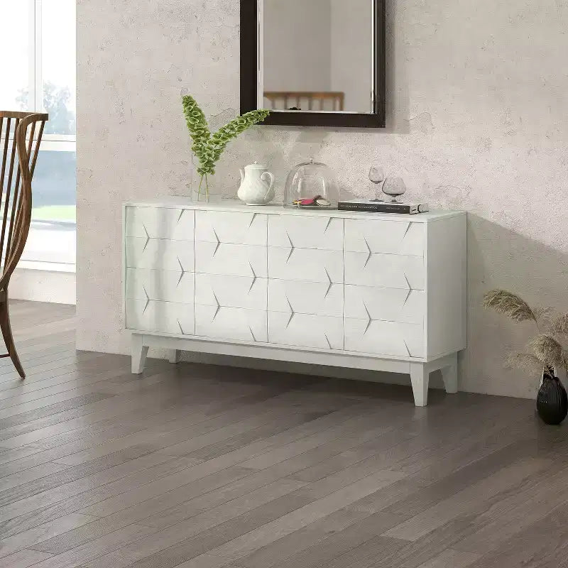 Kamis 60 Farmhouse Storage Sideboard Cabinet with Solid Wood Legs| KARAT HOME