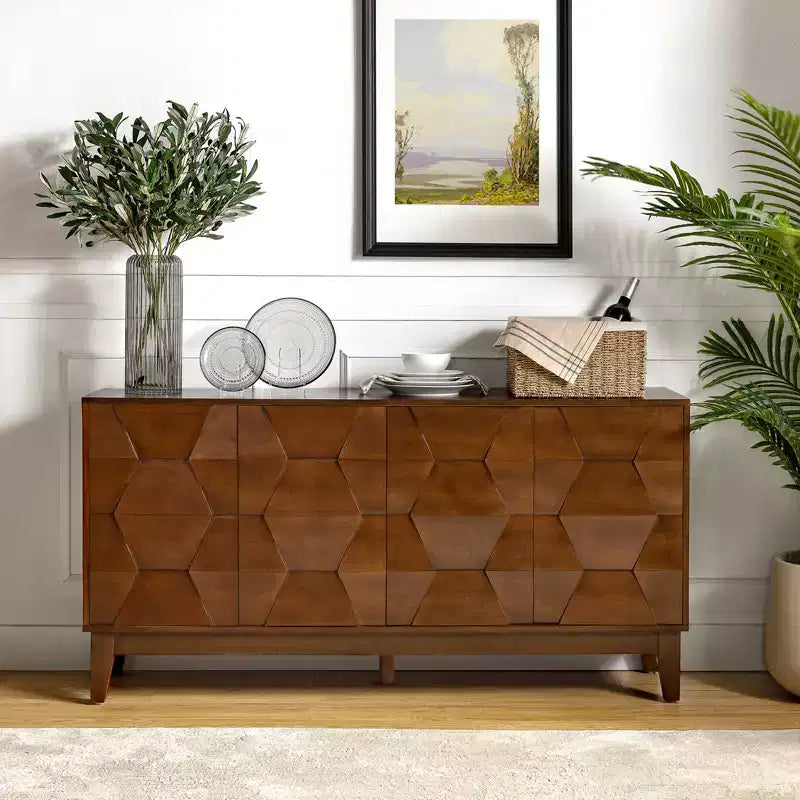 Buffet de rangement Kamis 60 Farmhouse avec pieds en bois massif | KARAT HOME