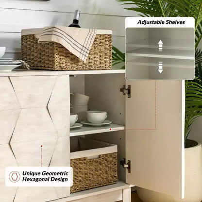 Buffet de rangement Kamis 60 Farmhouse avec pieds en bois massif | KARAT HOME