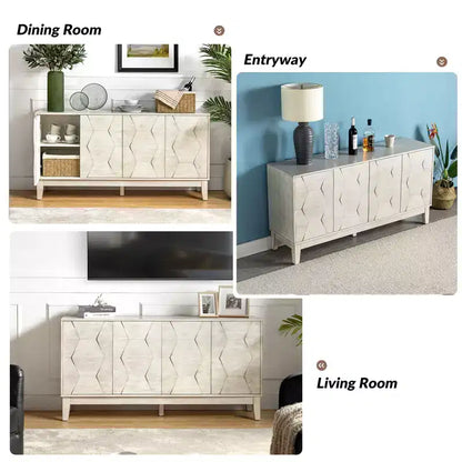 Buffet de rangement Kamis 60 Farmhouse avec pieds en bois massif | KARAT HOME