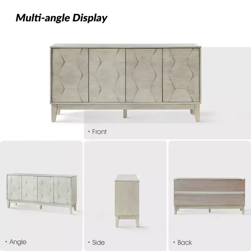 Buffet de rangement Kamis 60 Farmhouse avec pieds en bois massif | KARAT HOME