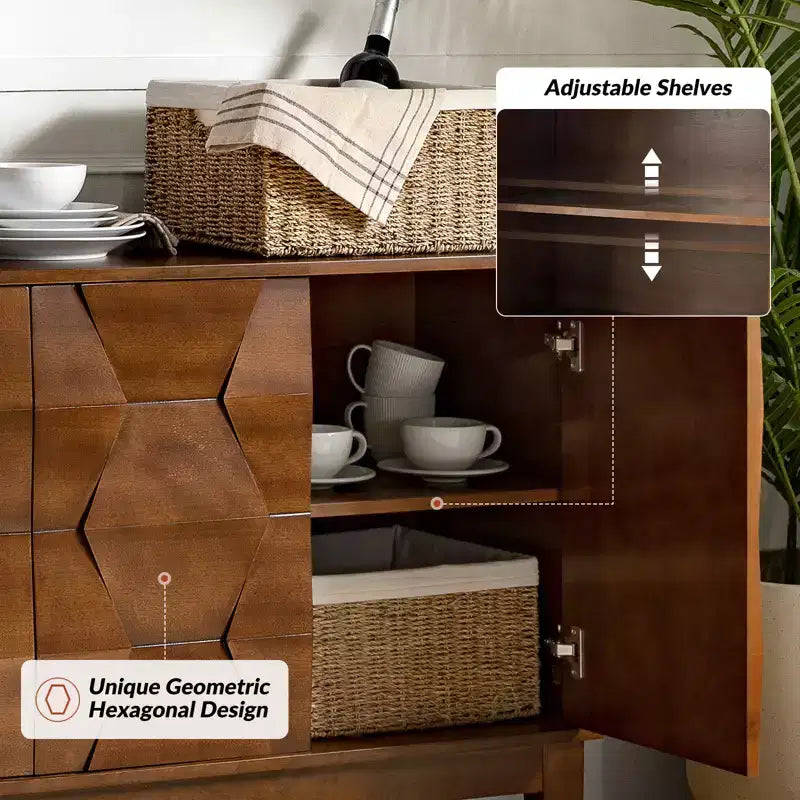 Buffet de rangement Kamis 60 Farmhouse avec pieds en bois massif | KARAT HOME