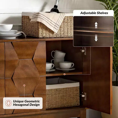 Buffet de rangement Kamis 60 Farmhouse avec pieds en bois massif | KARAT HOME