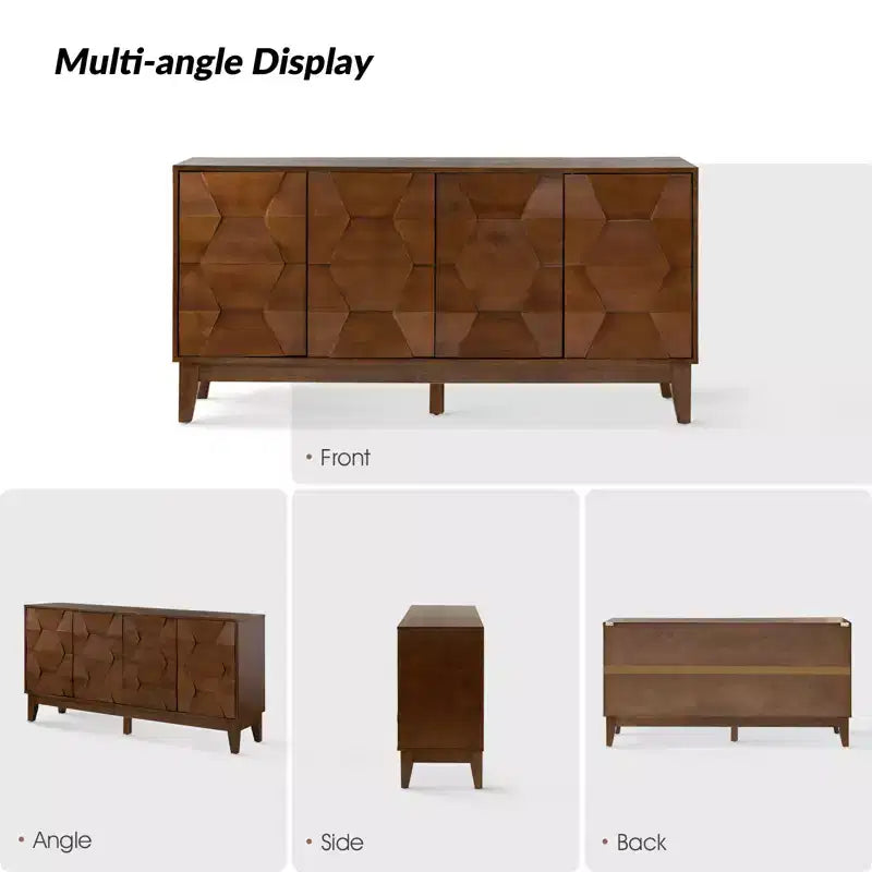 Buffet de rangement Kamis 60 Farmhouse avec pieds en bois massif | KARAT HOME