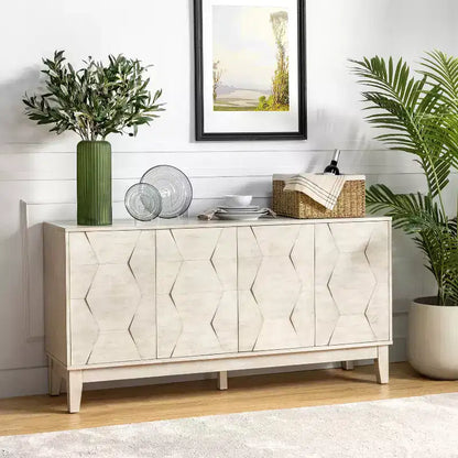 Buffet de rangement Kamis 60 Farmhouse avec pieds en bois massif | KARAT HOME