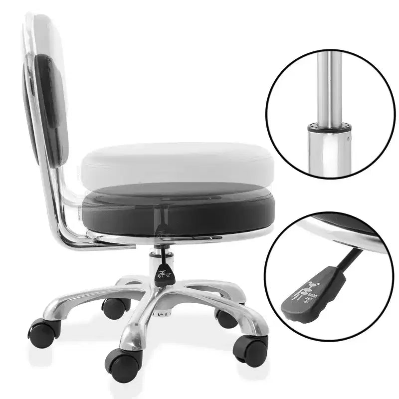 Tabouret de salon hydraulique roulant Saloniture avec dossier - Chaise pivotante réglable pour spa ou cabinet médical