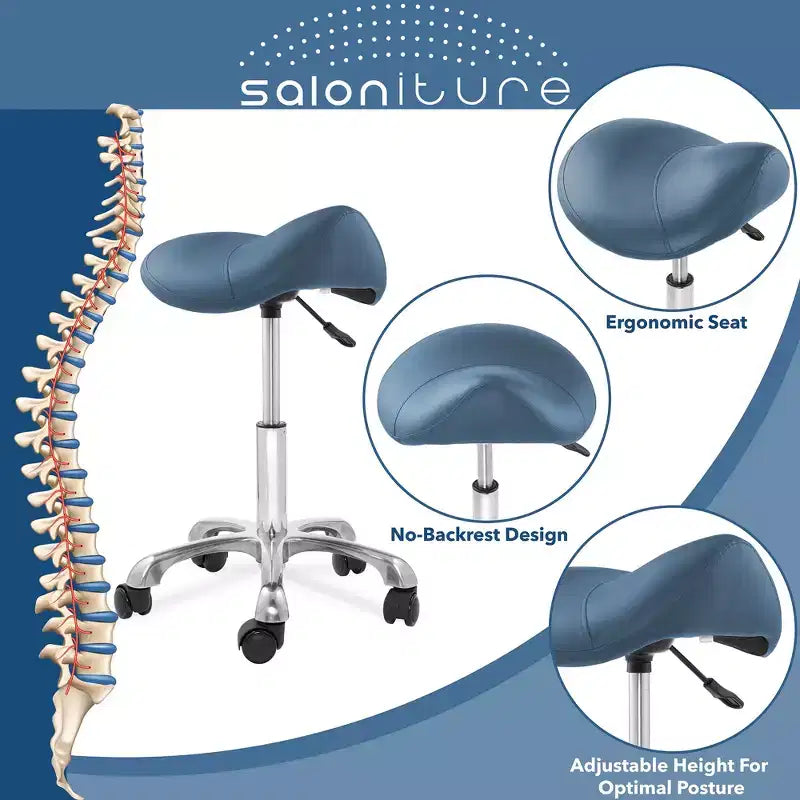 Tabouret selle ergonomique Saloniture – Siège hydraulique réglable, Chaise de salon à roulettes pivotantes