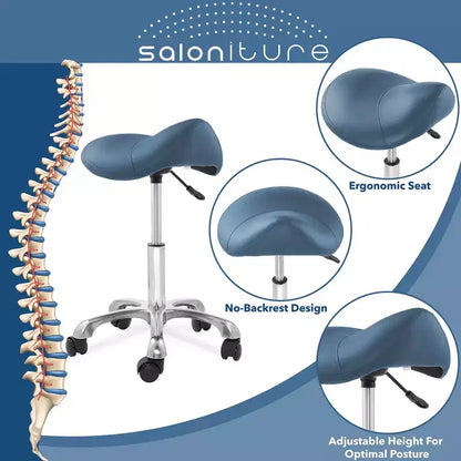 Tabouret selle ergonomique Saloniture – Siège hydraulique réglable, Chaise de salon à roulettes pivotantes