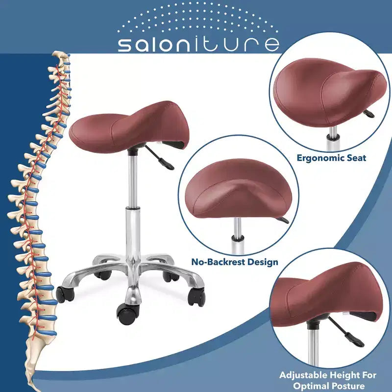 Tabouret selle ergonomique Saloniture – Siège hydraulique réglable, Chaise de salon à roulettes pivotantes