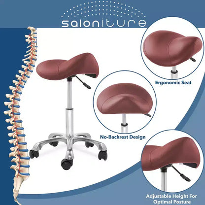 Tabouret selle ergonomique Saloniture – Siège hydraulique réglable, Chaise de salon à roulettes pivotantes