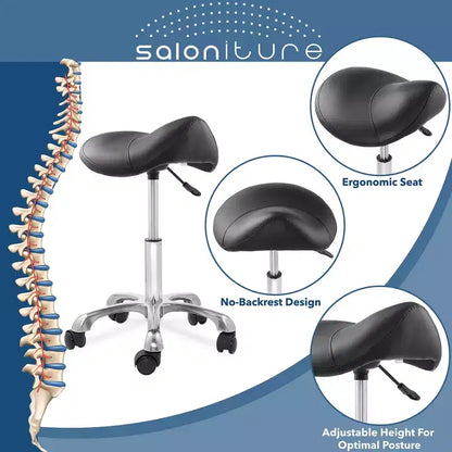Tabouret selle ergonomique Saloniture – Siège hydraulique réglable, Chaise de salon à roulettes pivotantes