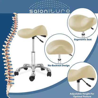 Tabouret selle ergonomique Saloniture – Siège hydraulique réglable, Chaise de salon à roulettes pivotantes