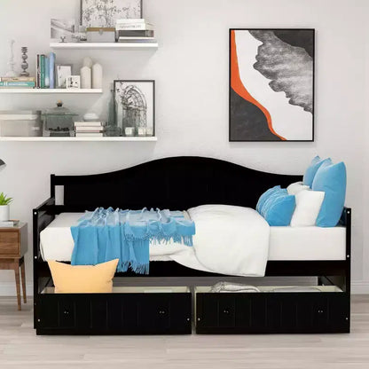Lit de repos double en bois avec 2 tiroirs - ModernLuxe