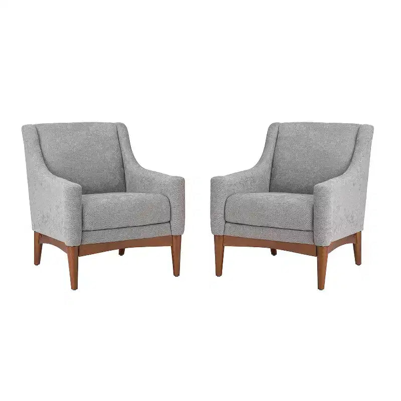 Lot de 2 fauteuils Gérard de style moderne du milieu du siècle avec accoudoirs inclinés | ART OF LIVING DESIGNS