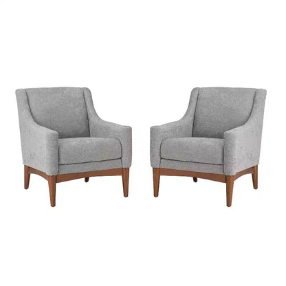 Lot de 2 fauteuils Gérard de style moderne du milieu du siècle avec accoudoirs inclinés | ART OF LIVING DESIGNS