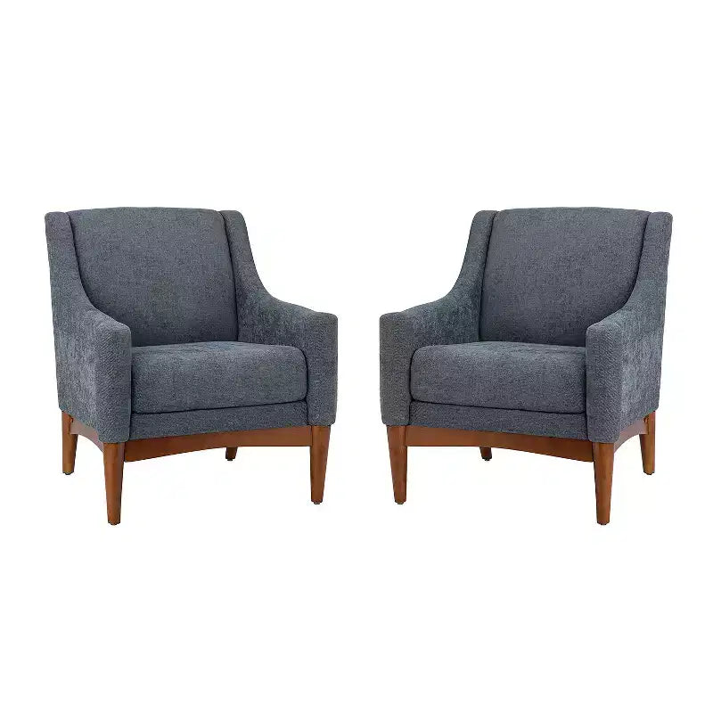 Lot de 2 fauteuils Gérard de style moderne du milieu du siècle avec accoudoirs inclinés | ART OF LIVING DESIGNS