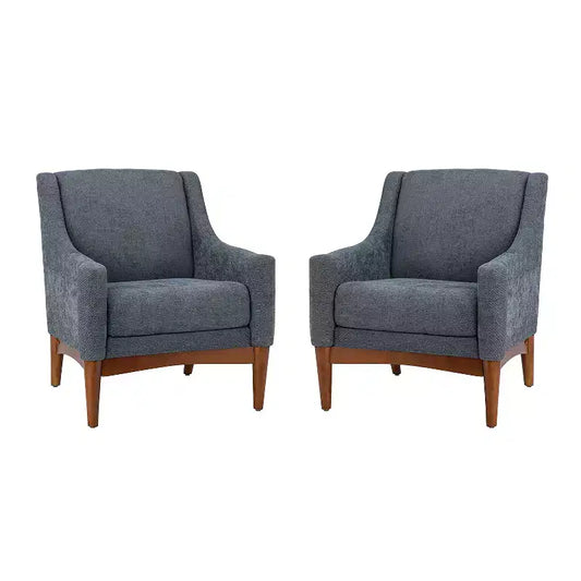Lot de 2 fauteuils Gérard de style moderne du milieu du siècle avec accoudoirs inclinés | ART OF LIVING DESIGNS