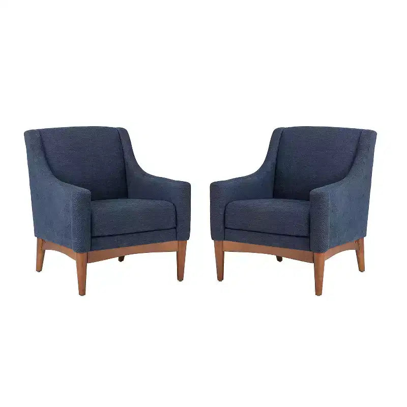 Lot de 2 fauteuils Gérard de style moderne du milieu du siècle avec accoudoirs inclinés | ART OF LIVING DESIGNS