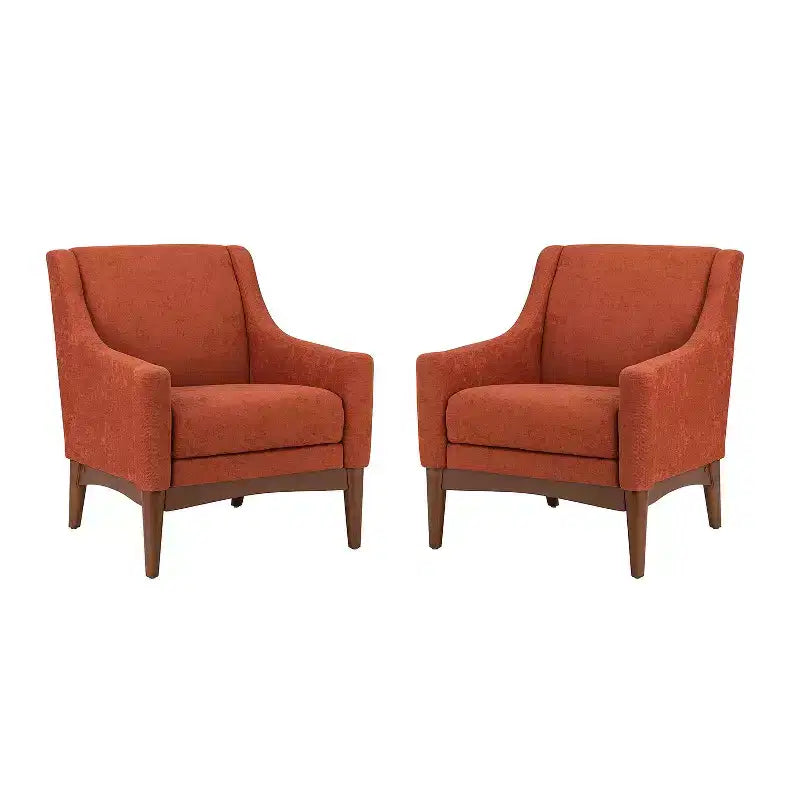 Lot de 2 fauteuils Gérard de style moderne du milieu du siècle avec accoudoirs inclinés | ART OF LIVING DESIGNS