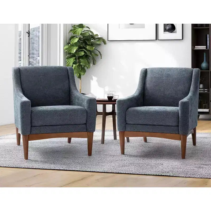 Lot de 2 fauteuils Gérard de style moderne du milieu du siècle avec accoudoirs inclinés | ART OF LIVING DESIGNS