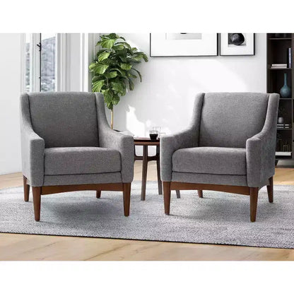 Lot de 2 fauteuils Gérard de style moderne du milieu du siècle avec accoudoirs inclinés | ART OF LIVING DESIGNS