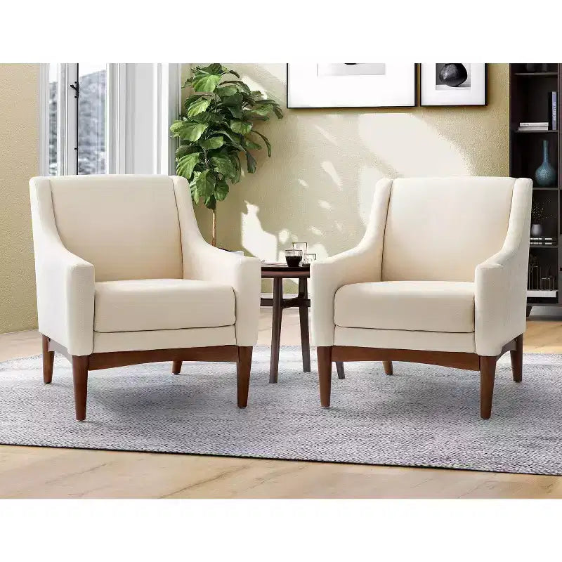 Lot de 2 fauteuils Gérard de style moderne du milieu du siècle avec accoudoirs inclinés | ART OF LIVING DESIGNS