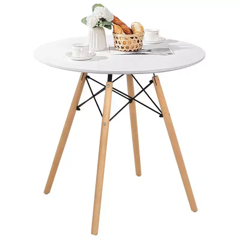Table de salle à manger Costway ronde blanche moderne 31,5'' avec pieds en bois massif pour cuisine