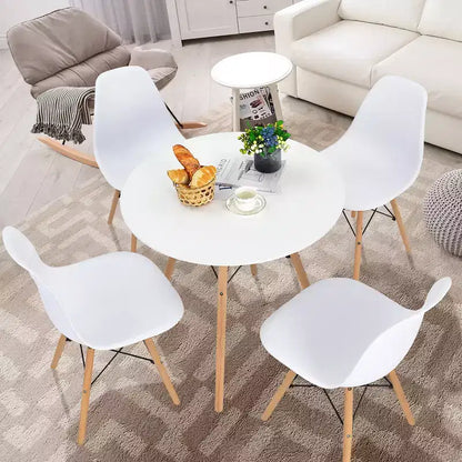 Table de salle à manger Costway ronde blanche moderne 31,5'' avec pieds en bois massif pour cuisine