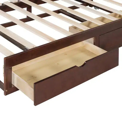 Lit de repos extensible en bois avec lit gigogne et deux tiroirs de rangement-ModernLuxe