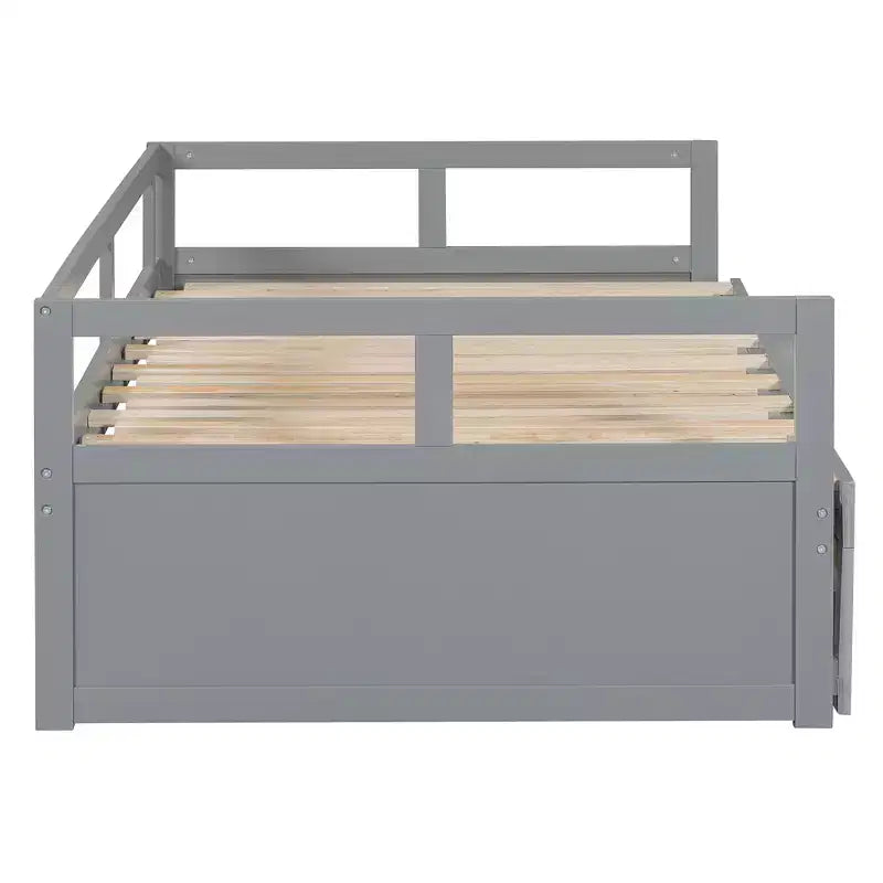 Lit de repos extensible en bois avec lit gigogne et deux tiroirs de rangement-ModernLuxe