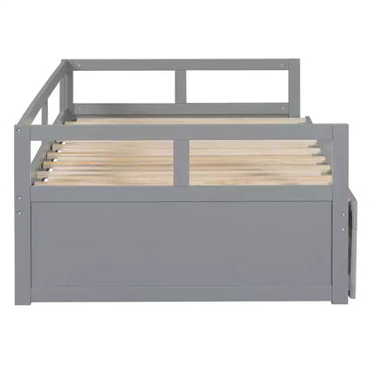 Lit de repos extensible en bois avec lit gigogne et deux tiroirs de rangement-ModernLuxe