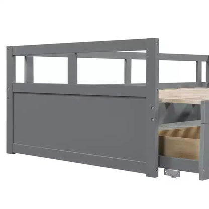 Lit de repos extensible en bois avec lit gigogne et deux tiroirs de rangement-ModernLuxe